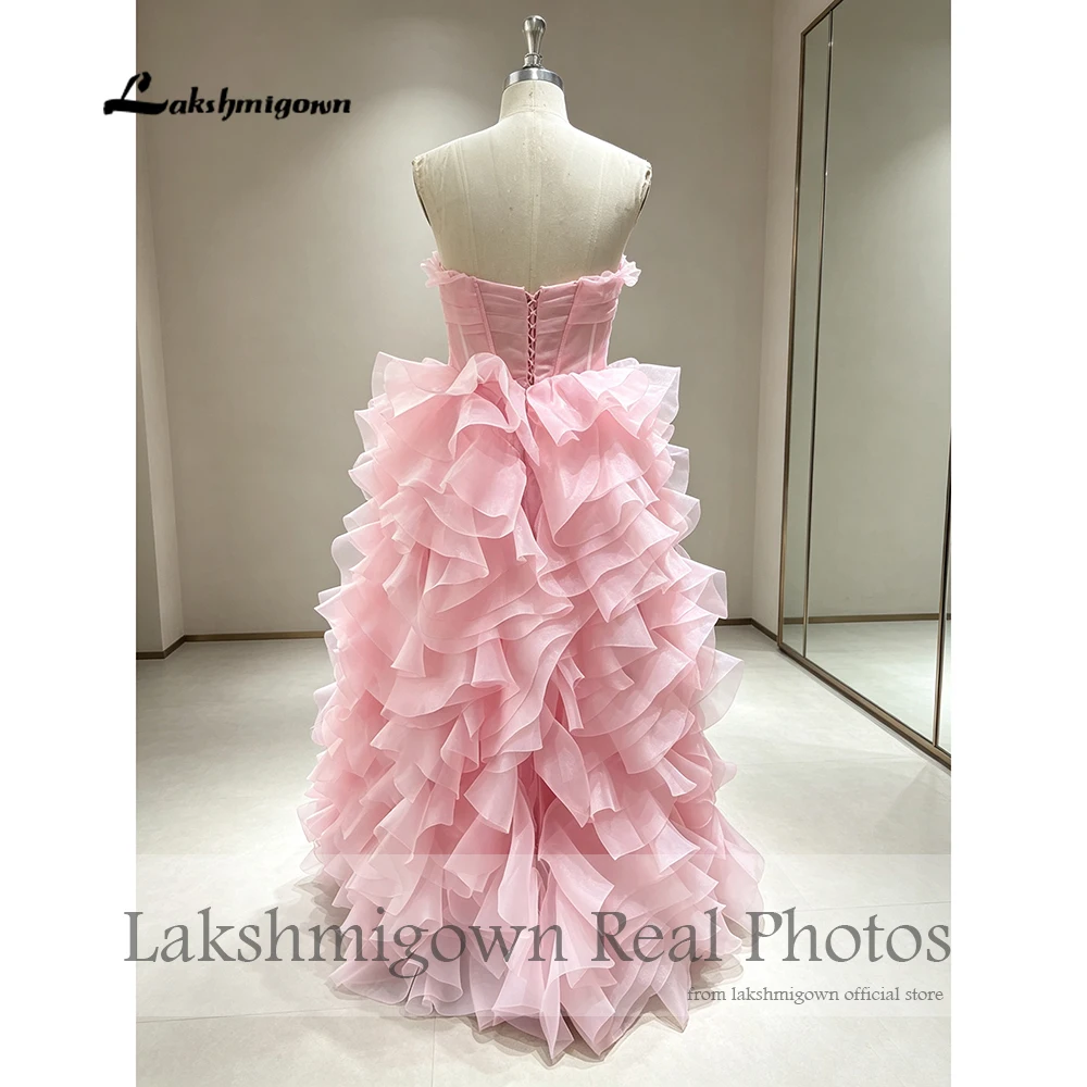Lakshmigown Rosa Trägerloses Ballkleid mit Herzausschnitt, gerafftes Abendkleid, Vestidos De Noche, Organza-Abendkleid, maßgeschneidert – Detail 5