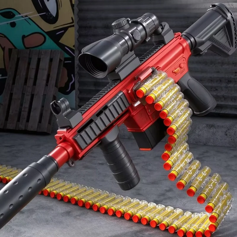 Electric Dual Mode Foam Bullet Blaster M416 Continuous Shooting Sniper Toy Gun with Ammo Belt Simulation Model Outdoor CS Game
