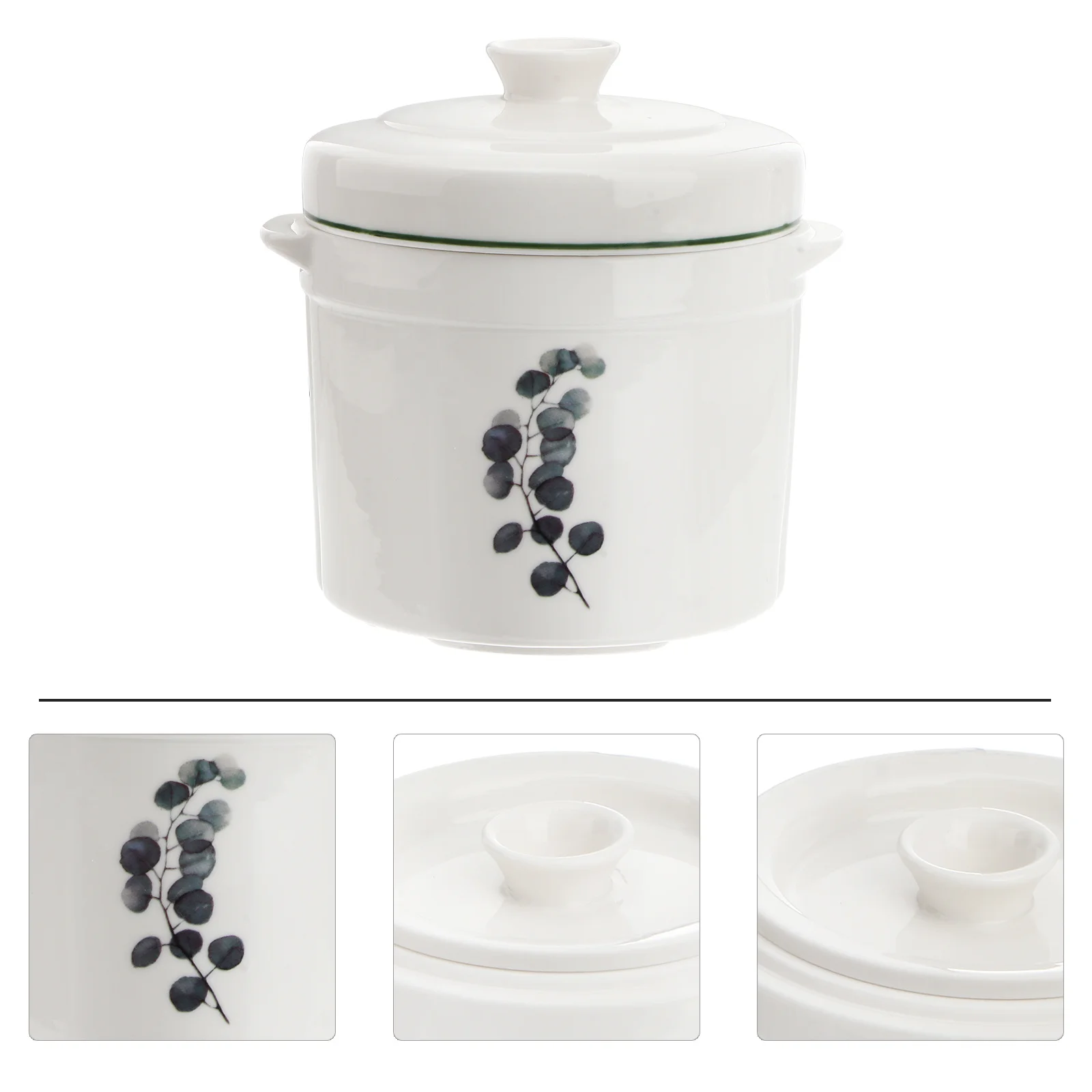 

1Pcs Ceramic Stew Pot Double Lid Small Size Delicate Porcelain Soup Bowl Even Heating Microwave Oven Safe Ceramic Stew Bowl