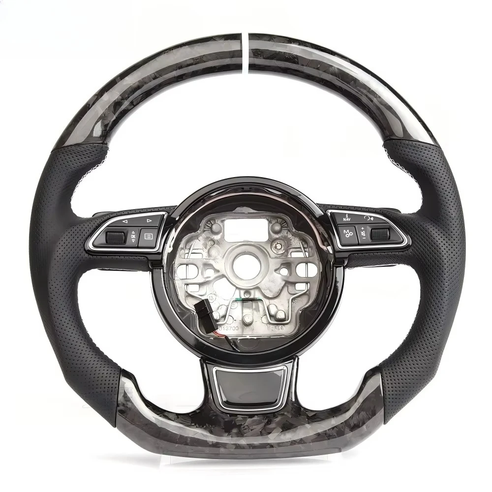 

-For Luxury Car Modification Flat Bottom Forged Carbon Steering Wheel forA6L S-Line*