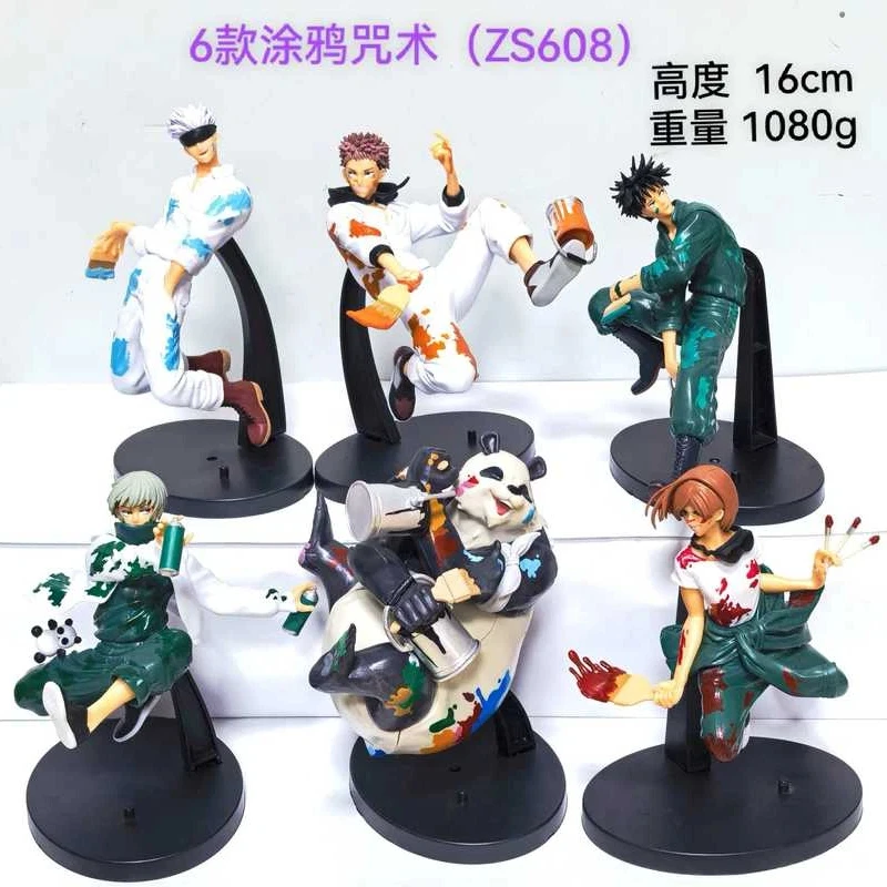 

6pcs Anime Jujutsu Kaisen Graffiti Style Action Figure Statue Model Toy Figure Cartoon Desktop Decorative Ornaments Collect Gift