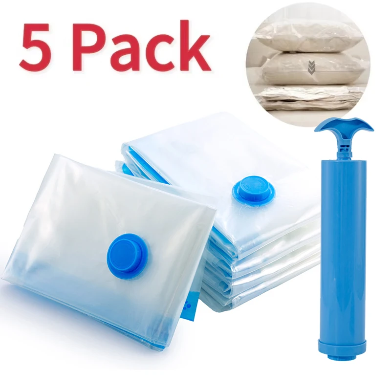 5/8 Stück Vakuum-Aufbewahrungsbeutel für Kleidung, Bettwäsche, platzsparende Beutel, Aufbewahrung, Vakuum-Dichtungspaket, faltbar, komprimiert, Organizer-Tasche