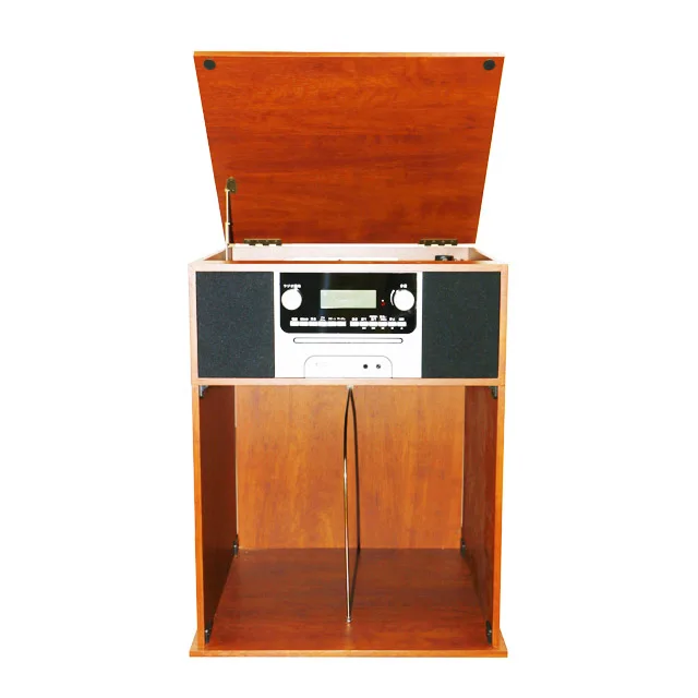 AM/FM Analog Tuning Cassette player and CD Turntable player and classic retro wooden gramophone player Nostalgic Music Combo