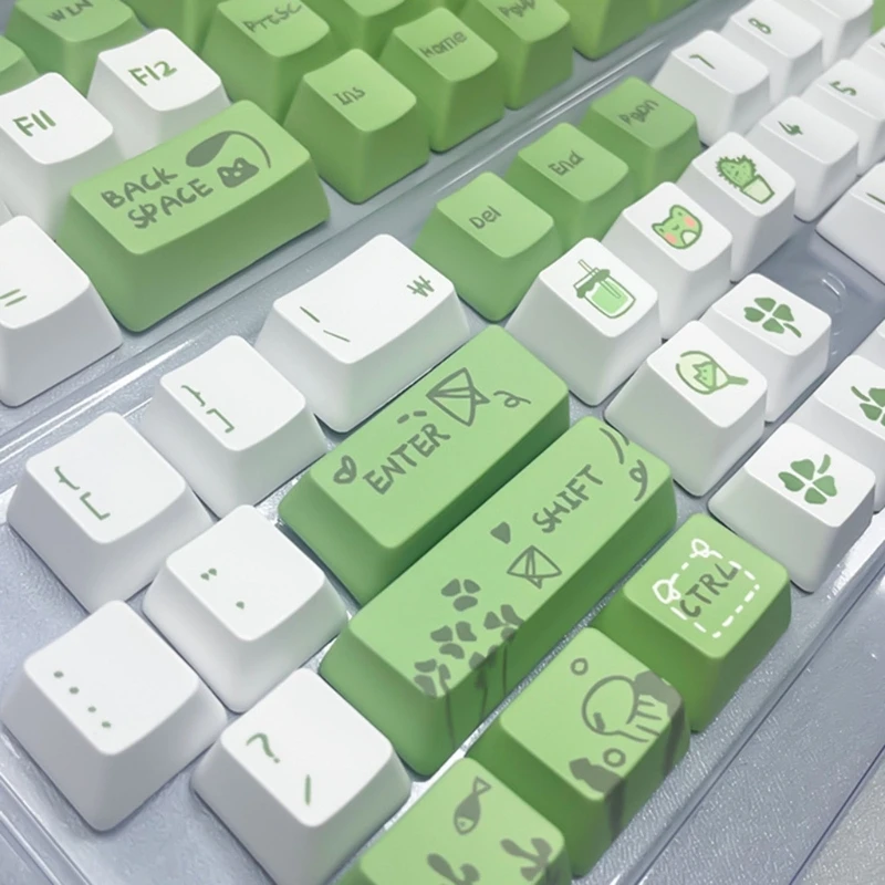 Korean Keycaps Frogs Theme Keycaps Set,XDA/OEM PBT Dye Sublimation for 61/64/68/75/87/98/104 Mechanical Keyboard