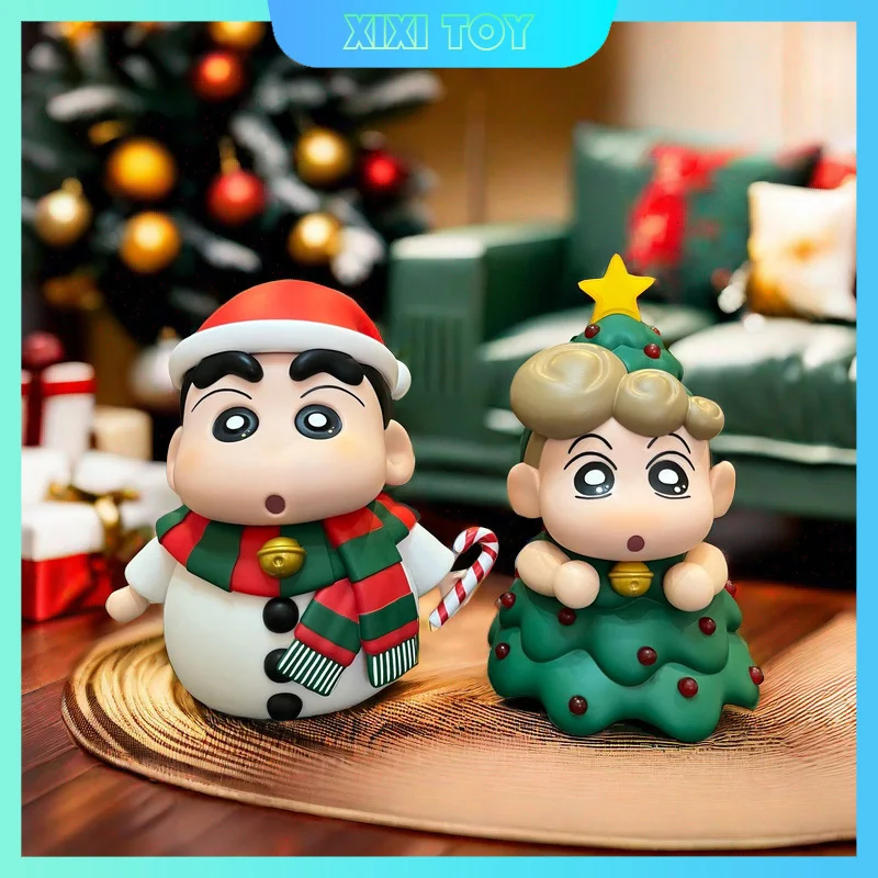 20cm Snowman Crayon Shin Chan Christmas Tree Himawari Can Emit Light Action Figure Collectible Toy Model Kids Christmas Gift