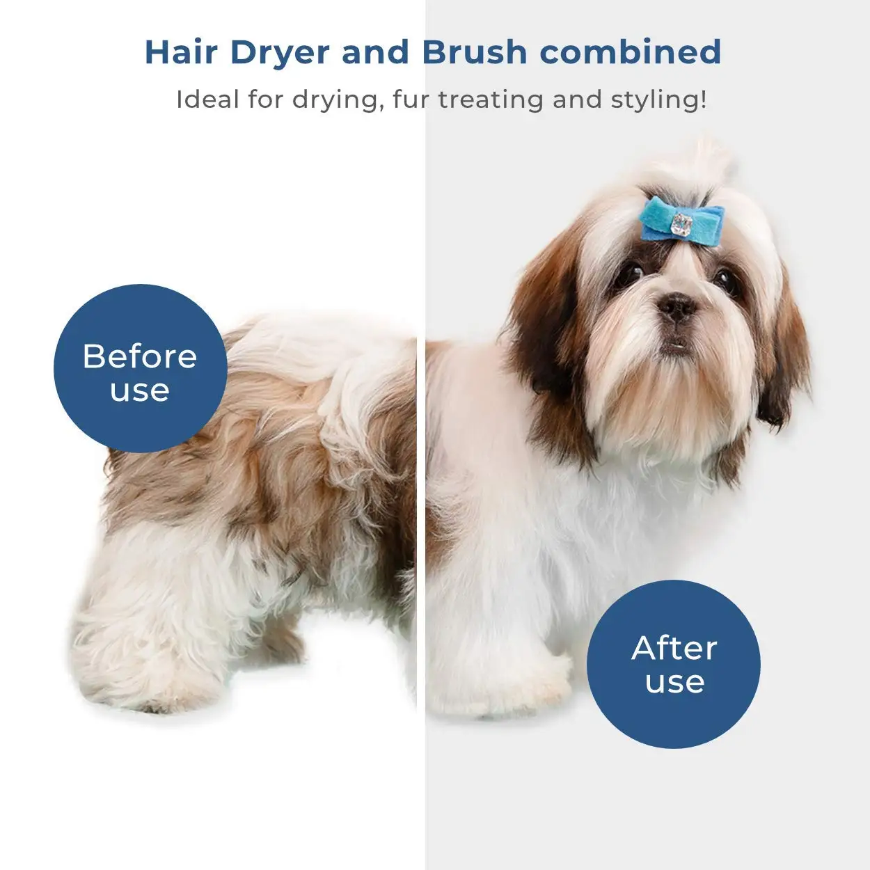 Pet Hair Dryer for Small and Medium-Sized Dogs and Cats 2-in-1 Dog Hair Dryer with Self Cleaning Slicker Brush Dog Blow Dryer