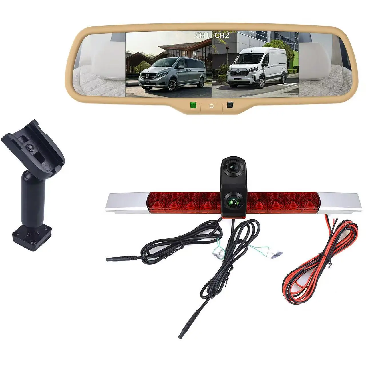 Dual Lens Brake Light Rear View Reversing Camera With LED Brake Light for All Flat Cars Compatible for Hella 2DA 343 106-201