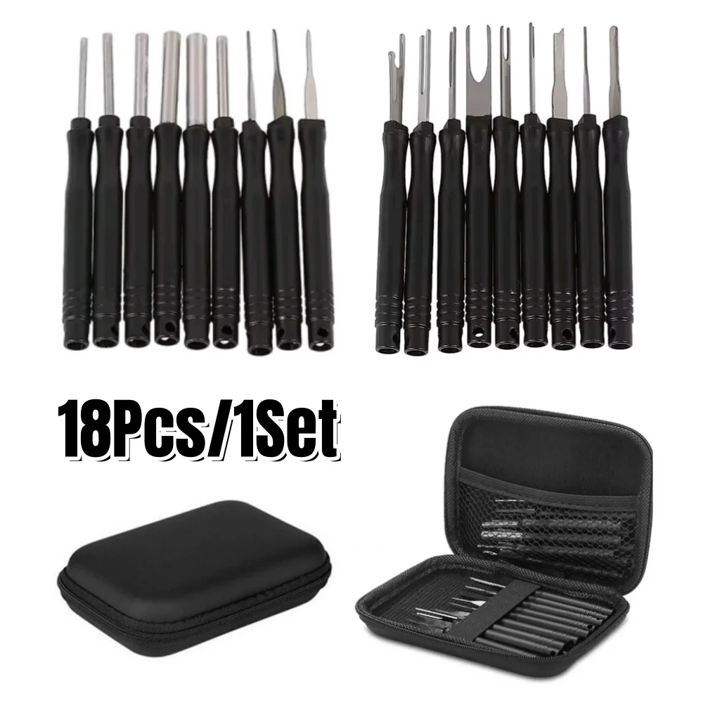 

18 шт., инструменты для разборки обжимных клемм автомобильного провода, автоматическая вилка кабеля, съемник штифтов, комплект для удаления клемм, инструменты для ремонта и осмотра