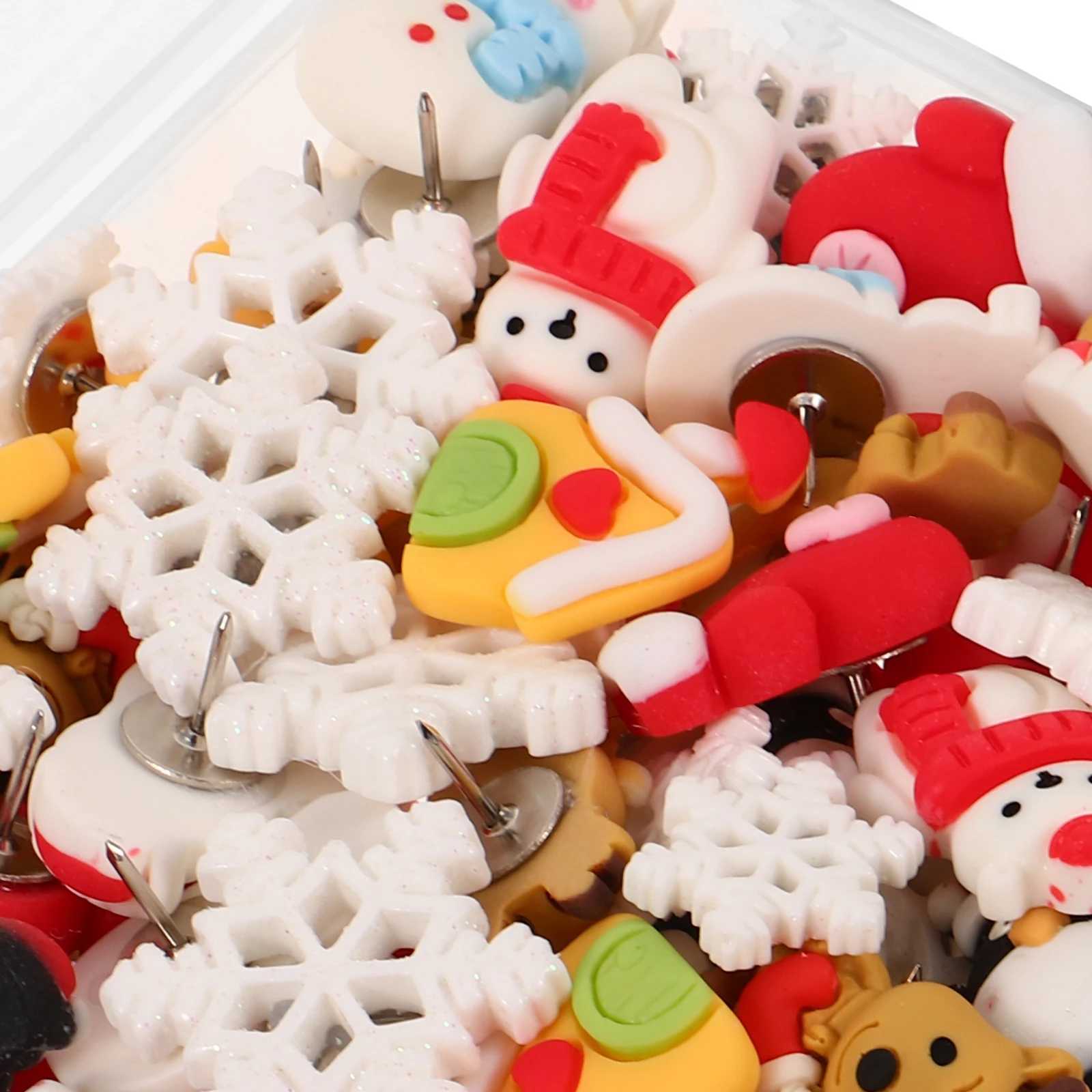 80Pcs Christmas Push Pins Thumb Tacks Resin Metal Decorative Bulletin Board Office School Photo Wall Supplies