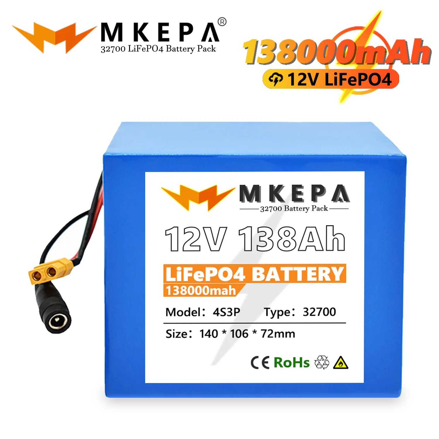 

High Capacity 32700 4S3P 12.8V Battery Pack 138000mAh for Electric Boat and Power Supply