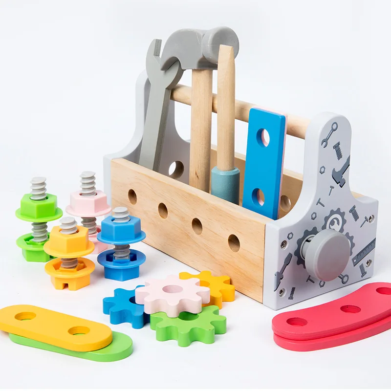 Children Toolbox Wooden Toys Pretend Play Set Nut Disassembly Screw Assembly Simulation Repair Games Educational Sensory Toys