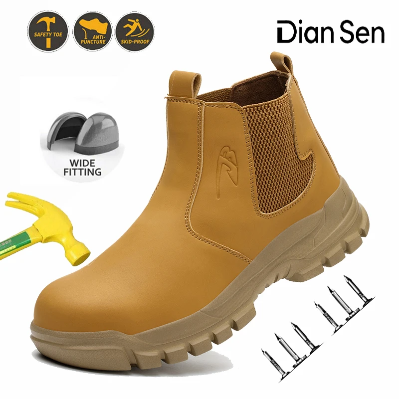 Zapatos de seguridad para el trabajo con punta de acero para hombre, zapatillas repelentes al agua, botas antiperforación para exteriores con protección antigolpes