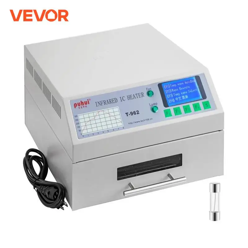 VEVOR T962 Desktop Reflow forno saldatrice 800W infrarossi IC riscaldatore saldatura PCB Board BGA SMD SMT stazione di rilavorazione 180x235mm