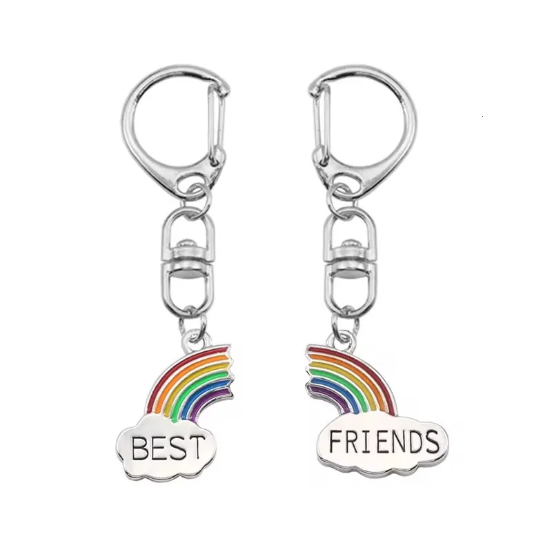 Creative Rainbow Keychain Matching Zinc Alloy Neutral 2pc Lucky Love Friendship Festival Commemorative Multi functional Jewelry