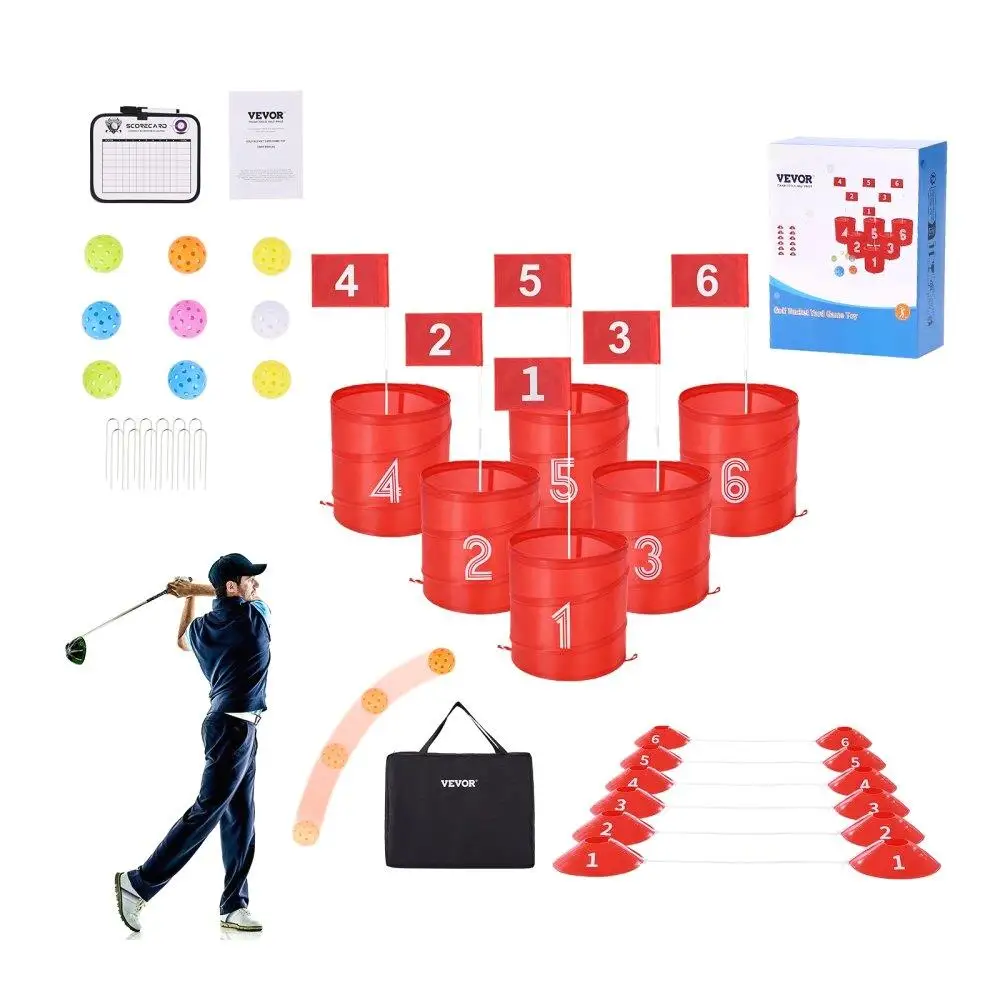 

6 Hole Portable Outdoor Bucket Golf Game for kids and Adults