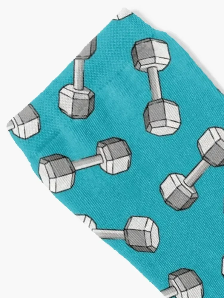 dumbbells - weights on blue Socks winter thermal colored hip hop Boy Child Socks Women's