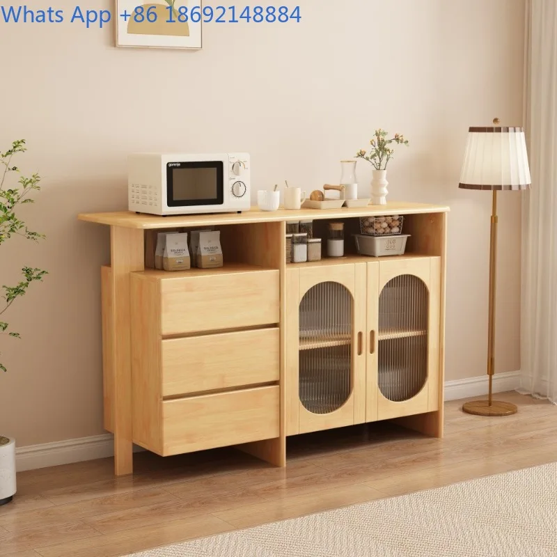 Nordic Solid Wood Sideboard Cabinet Light Luxury Tea Water Simple Living Room Storage Cabinet Kitchen Tableware Storage