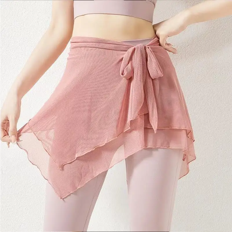 

Sports Yoga Skirts Anti-Exposure Bandage One-Piece Skirt Outer Wear Cover Hip Scarf Golf Clothing Ballet Dance Tennis Skirt