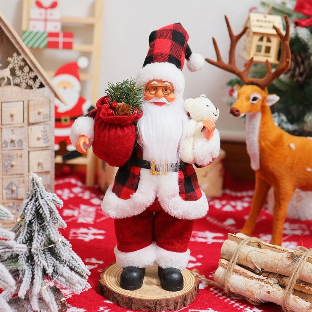 30/45cm Christmas Table Window Decoration 12inch Standing Santa Claus Figurine Christmas Backpack Santa Claus Christmas Gift