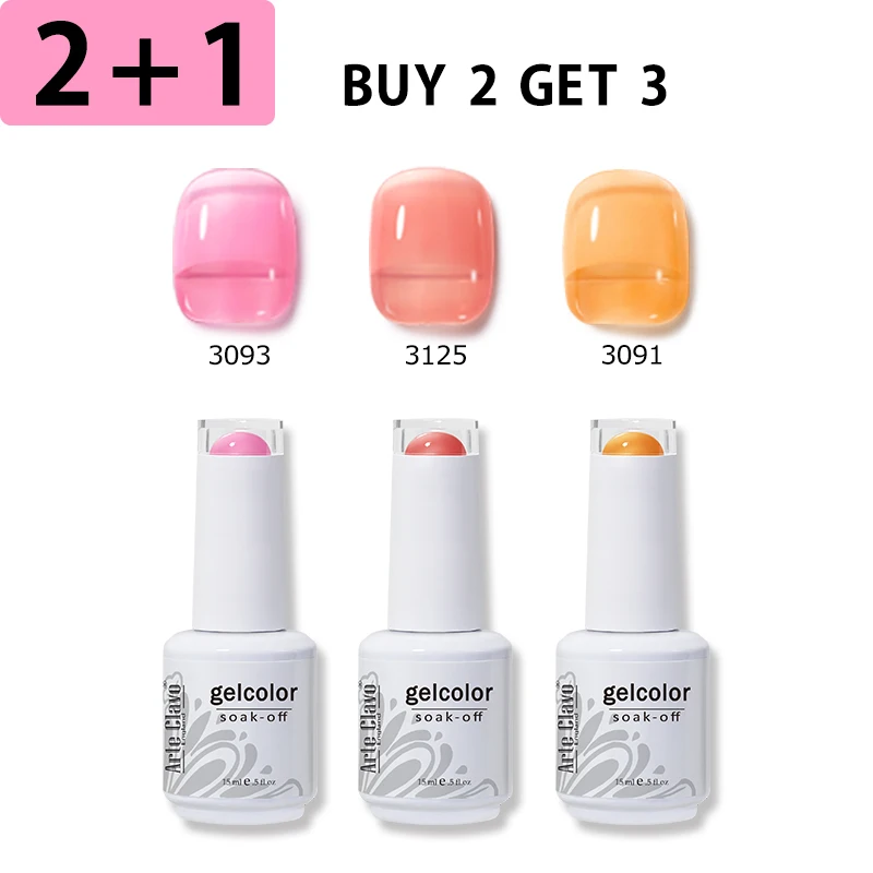 Arte Clavo 15ml Translucent Nail Gel Polish 3pcs/Set Semi Permanant UV Gel Varnish Soak Off Gel Nail Polish LED Nails Art Polish