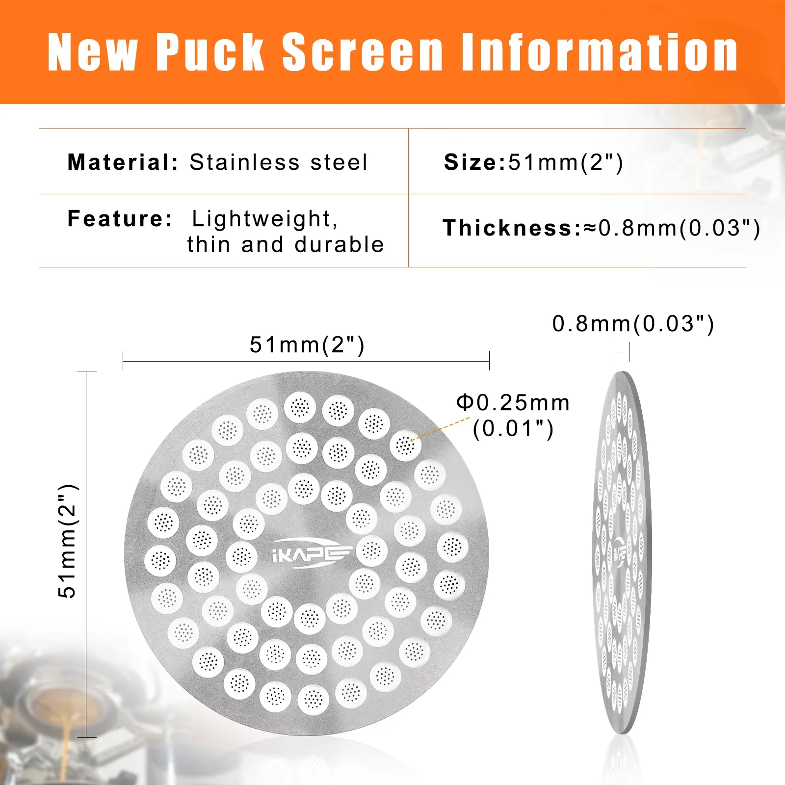 IKAPE Espresso V2 Puck شاشة لتخمير القهوة شاشة تصفية دقيقة ترقية المنزل باريستا 51/54/58 مللي متر أداة القهوة المهنية