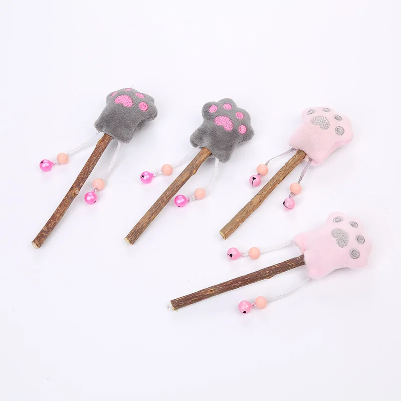 Pet Supplies Cute Cat Claw Wood Polygonum Lollipop Plush Toy with Bell Cat Mint Cat Toy