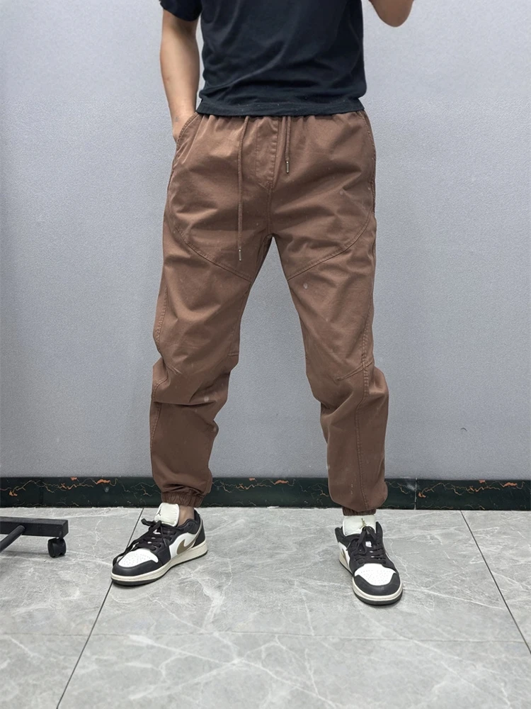 

Outdoor Casual Cotton Blend Men's Waed Jogger Pants Elastic Waist Cargo Trousers Loose Fit Summer Faion Urban Sle