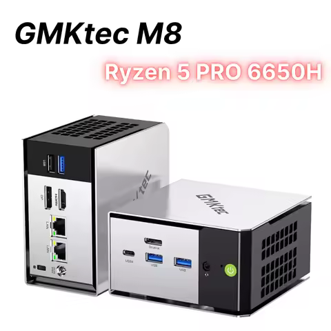 GMKtec M8 Ryzen 5 Pro 6650H Mini PC LPDDR5 6400MT/s PCIe3.0 M.2 2280 SSD Windows 11 Pro WIFI6 BT5.2 8K Desktop Gaming Computer