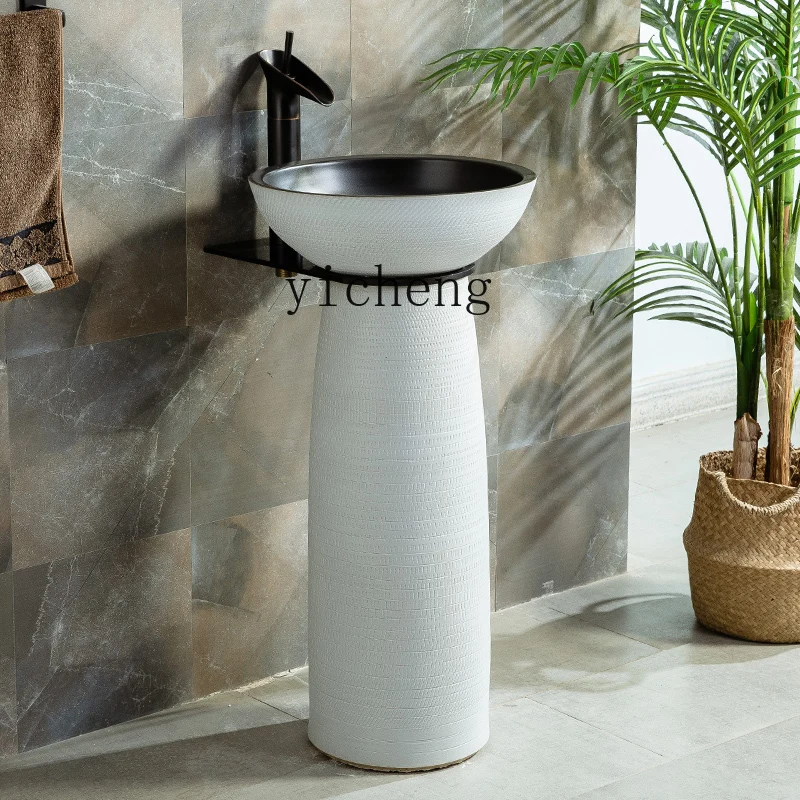 

LSL Balcony Standing Basin Outdoor Courtyard Wash Basin Home Floor-standing Carved