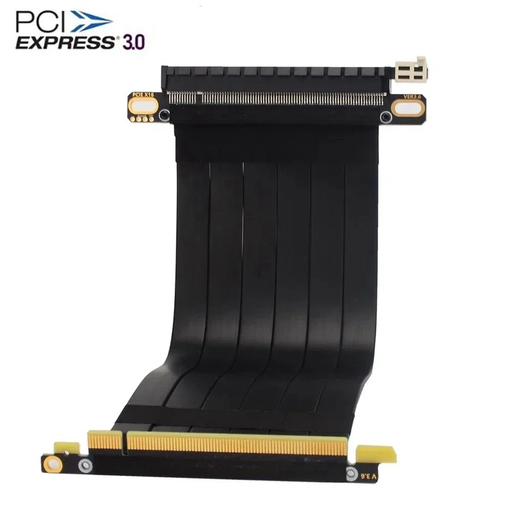 PCIe Riser Cable, 3.0 x16 PCI Express Riser Extender Flexible 90 Degree Right Angle Male Connector Riser Cable for Graphics Card