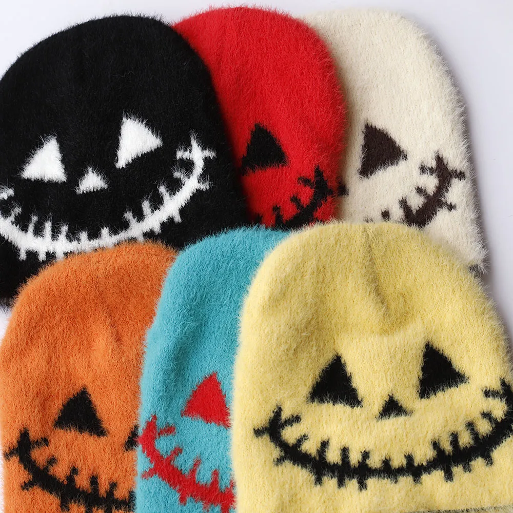 New Halloween punk hip-hop pattern Beanies Hat Men Winter Autunm Warm Knitted Bonnet Cap Soft  Skullies Beanies Caps Boys Gifts