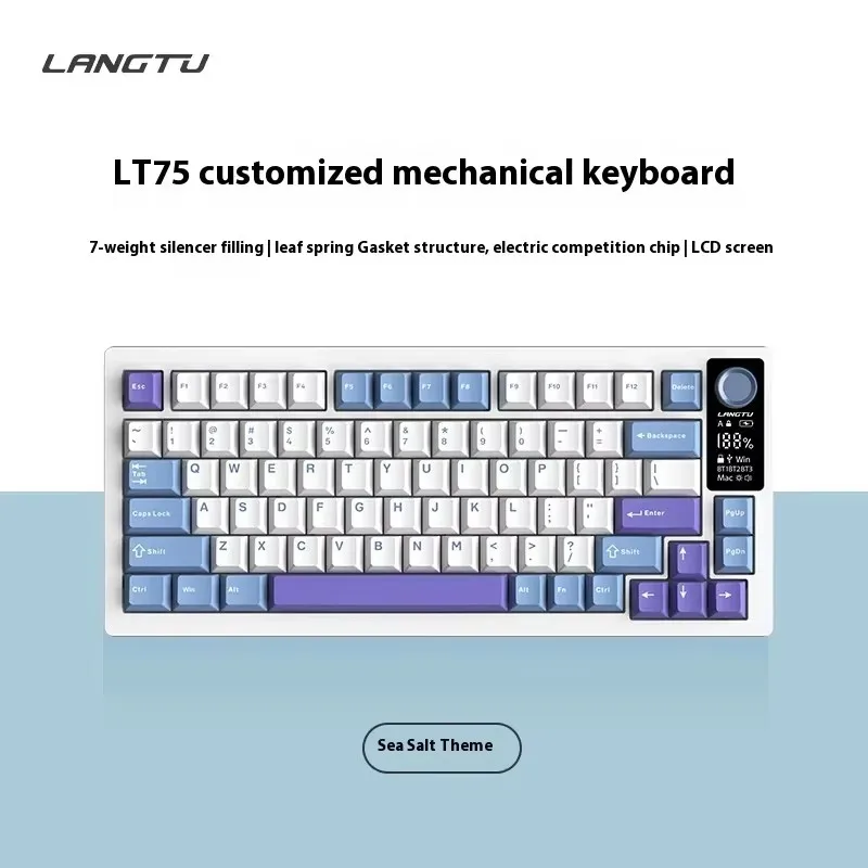 Imagem -06 - Langtu Lt75 Teclado Mecânico 80 Teclas Pbt Rgb Modos Bluetooth Teclado sem Fio Tela Inteligente Troca Quente Personalizado Original