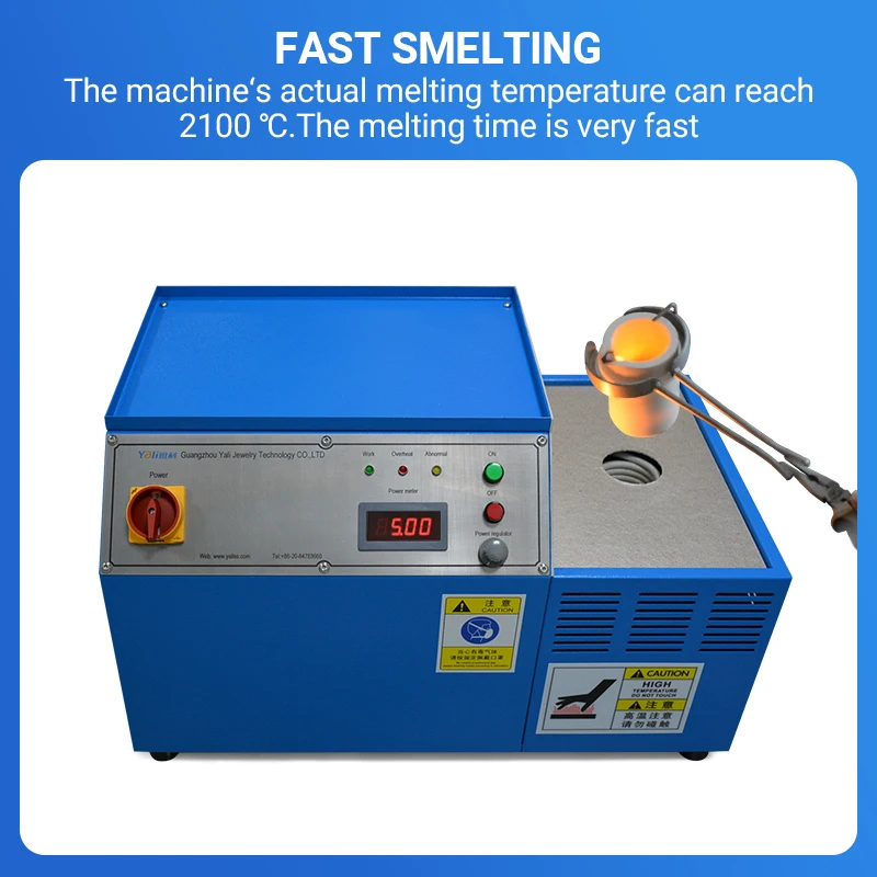 High Temperature Induction Melting Furnace for 1KG  Gold Silver Copper&Steel Speedy Smelting Machine