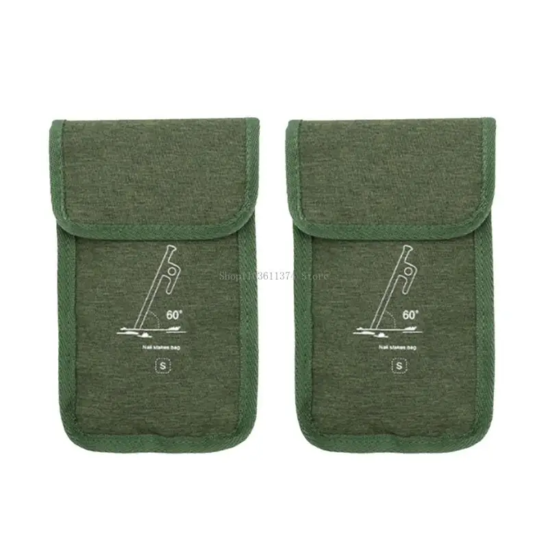  2Pcs Ground Nails Carry Case Oxfords Cloth Tent Stake Storage Bag Easy to Carry