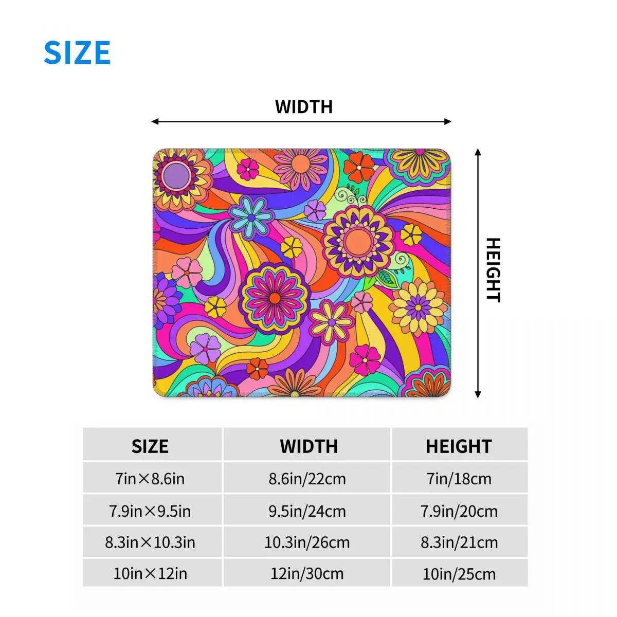 Groovy Psychedelic Flower Power Mouse Pad Computer Keyboard Mouse Mat Gaming PC Laptop Desk Mat Office Accessories Table Mats