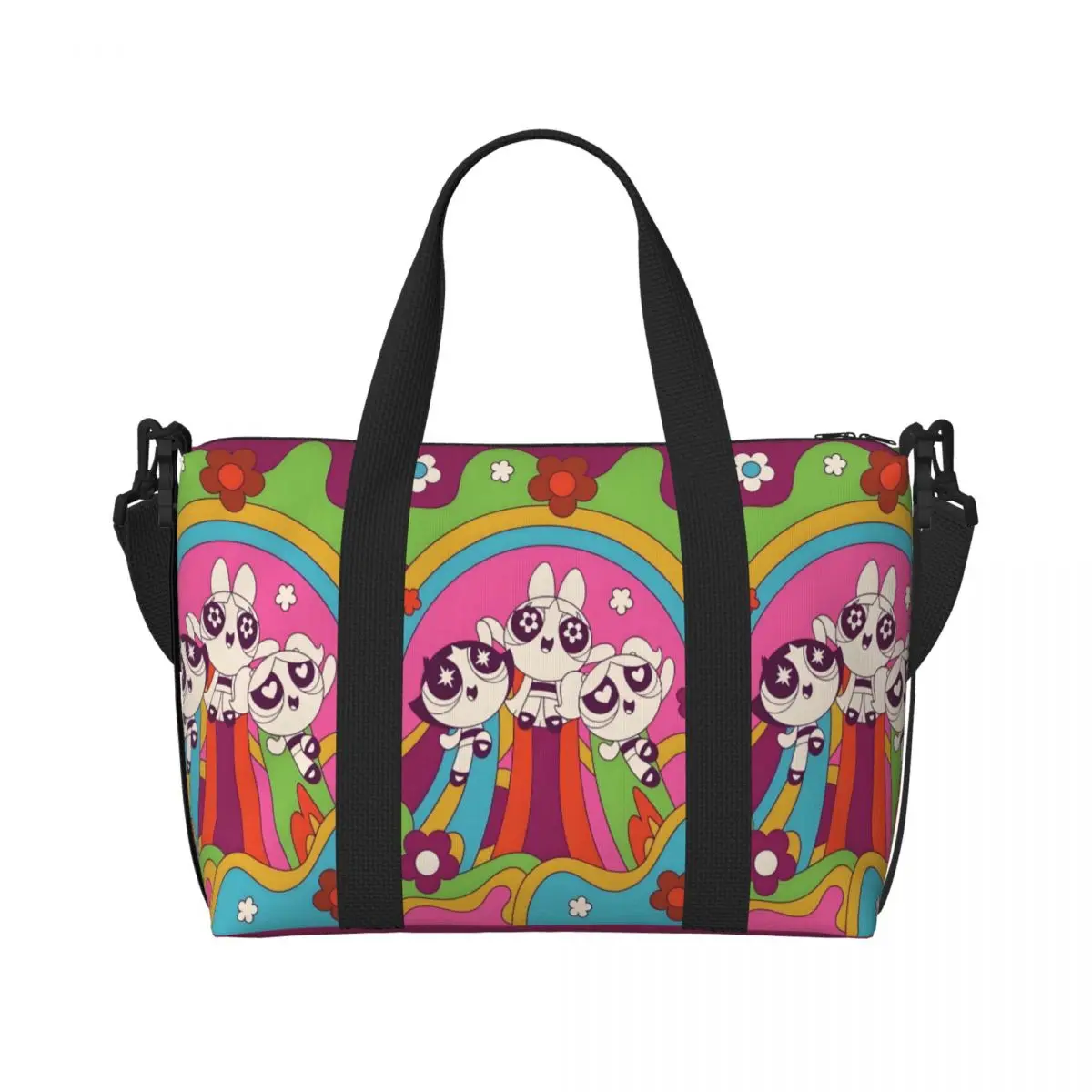 

Пользовательские The P-PowerPuffs для девочек, продуктовые сумки-тоут для покупок, женские сумки большой вместимости, милые пляжные дорожные сумки для спортзала для девочек