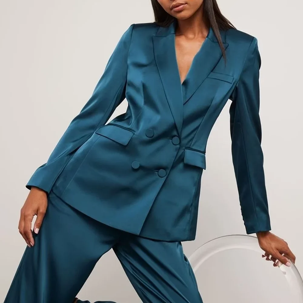 New Double Breasted Women's Suits 2 Pieces Formal Elegant Event Wear Smart Casual Tailor Made Lady Outfits (Jacket+Pants)