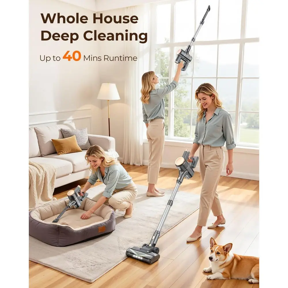 Aspirapolvere senza fili Peach N8: leggero, 2200 mAh, 40 minuti, autoportante, depilazione di animali domestici