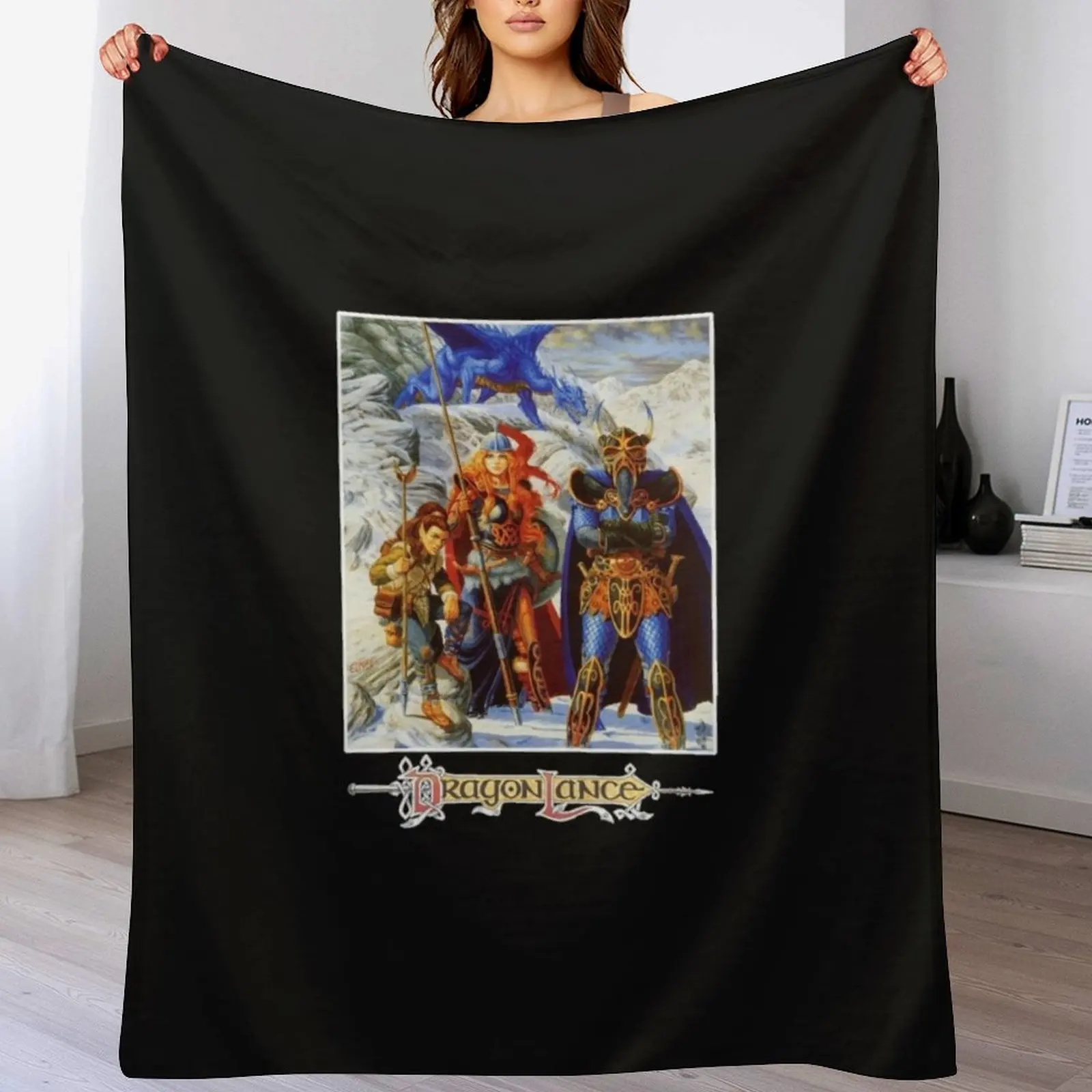 Advanced Dungeons and Dragons, Dragons of WInter Night DragonLance Classic T-Shirt Throw Blanket Plaid on the sofa Blankets