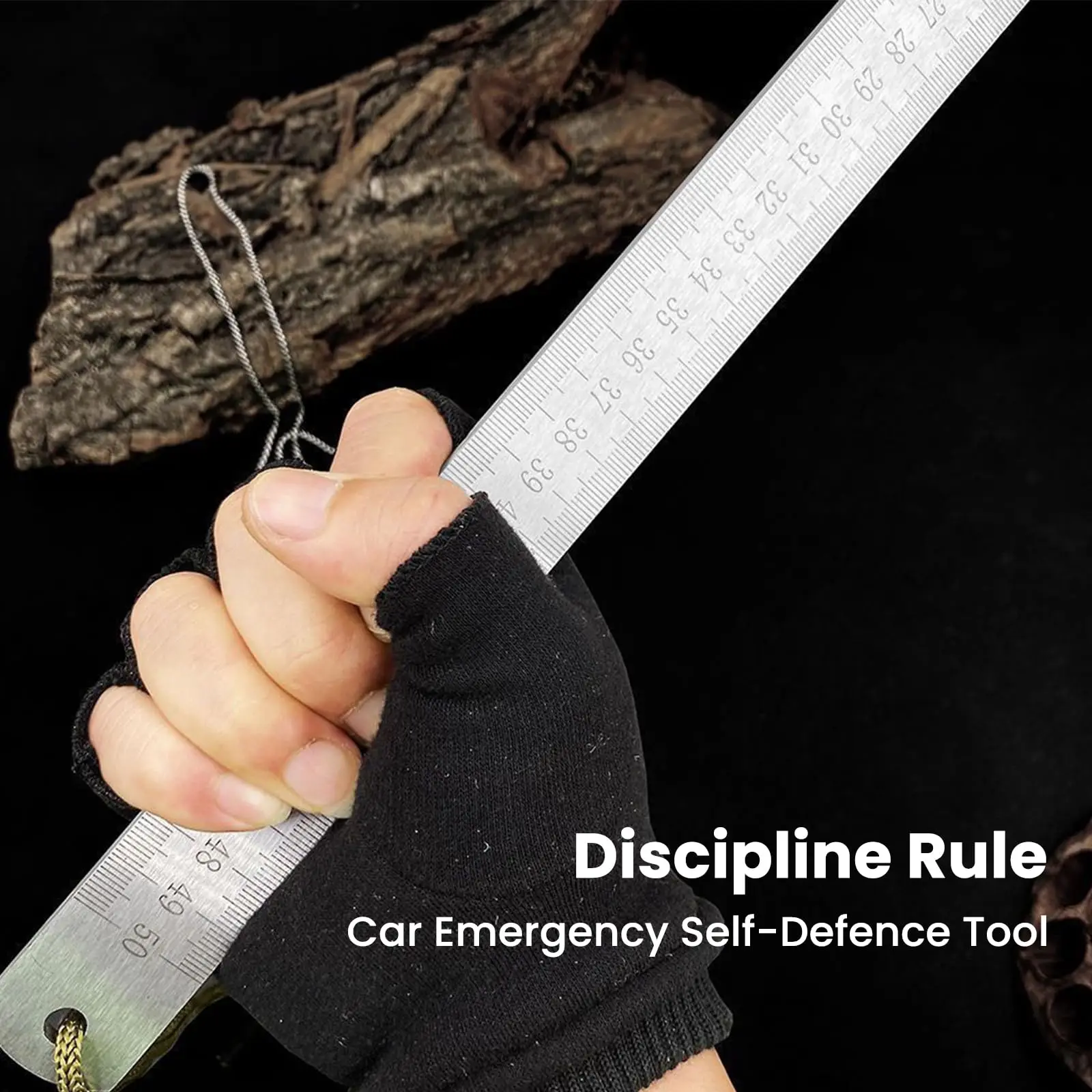 مسطرة من الفولاذ المقاوم للصدأ شديدة التحمل مقاس 20 بوصة/50 سم - مقياس مزدوج بوصة/سم، سميكة 3 مم للدقة، مع حقيبة جلدية، أداة دفاع عن النفس