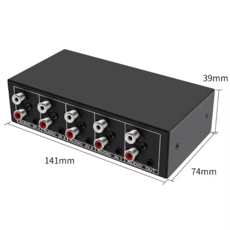 4-Way 3.5mm Audio Input Selector Switch Box Stereo Sound Splitter For Game Console Laptop Headset Speaker Live Broadcast Use view 4
