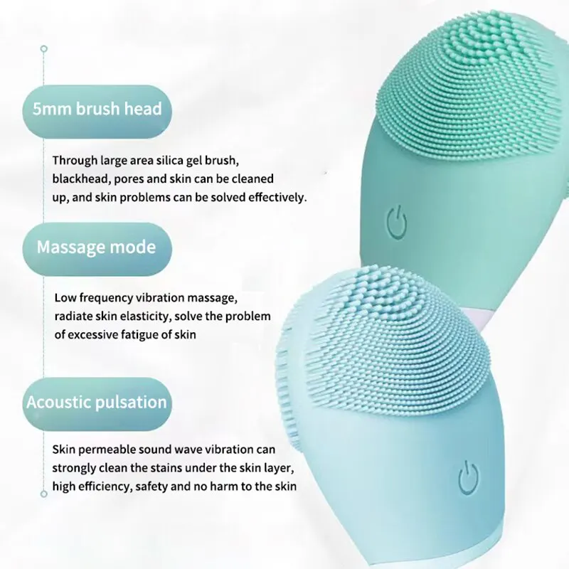 Skincare Massage Tool Electric Silicone Facial Cleanser Massager  Beauty Machine Vibration Cleaning Of Pores Self ProvidedBatter