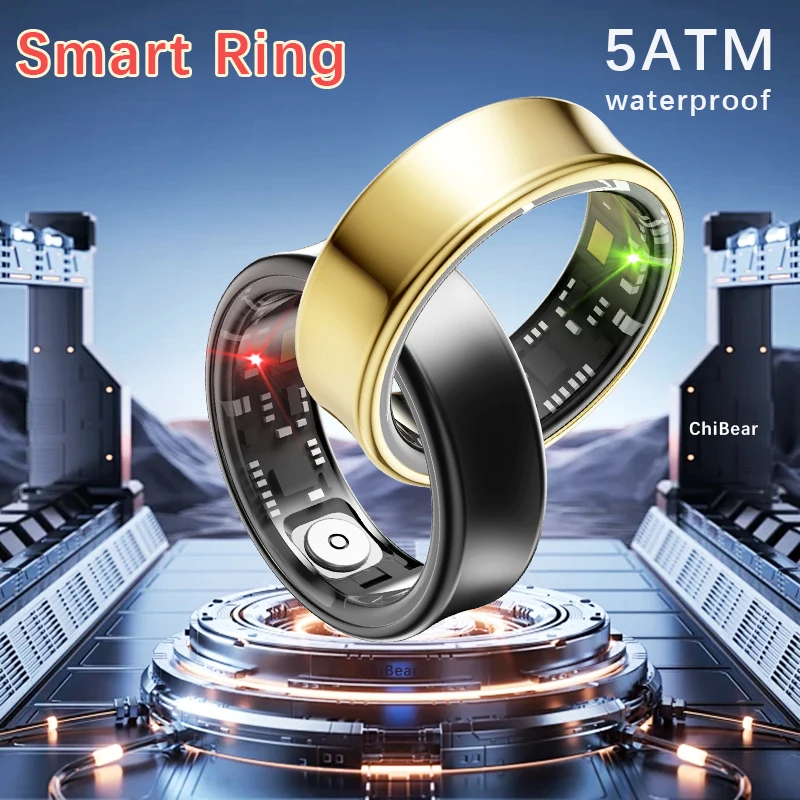 

2024 New 5ATM Smart Ring Men Women Military Grade Titanium Steel Shell Health Monitoring IP68 & 5ATM Waterproof 100+ sport Modes