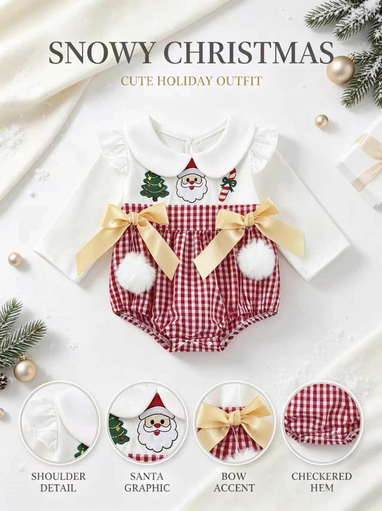 ชุดรอมเปอร์คริสต์มาสสำหรับเด็ก - Embroidery Xmas Decorations บทวิจารณ์และราคา