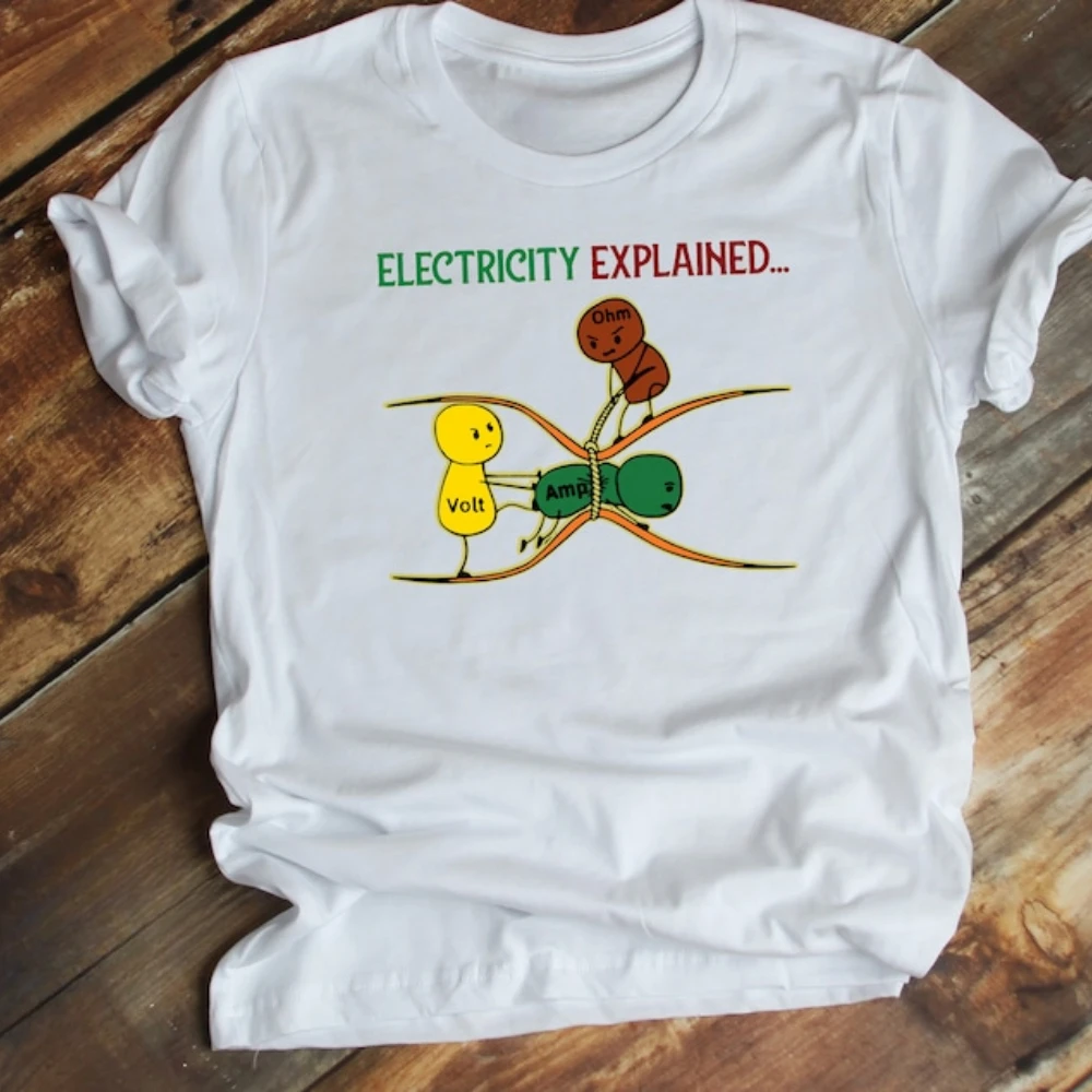 Eletricidade explicada t camisa eletricista t camisa presente ohm lei tensão ampere resistência engenharia elétrica t camisa