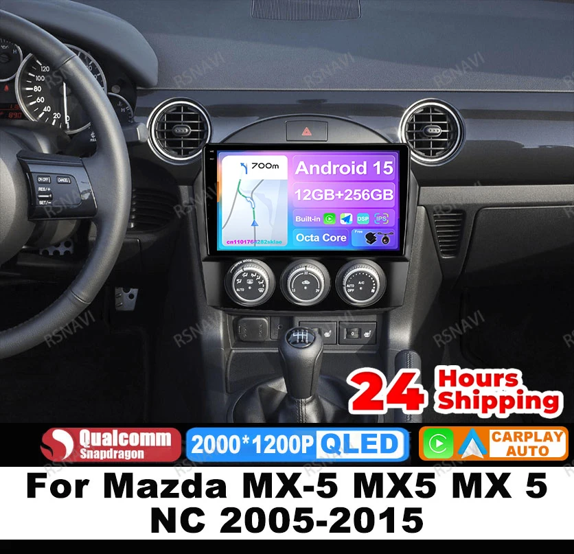 

Car Radio Android 15 For Mazda MX-5 MX5 MX 5 NC 2005-2015 Qualcomm Wireless Carplay Auto Viedo Player 5G WIFI Stereo Navigation