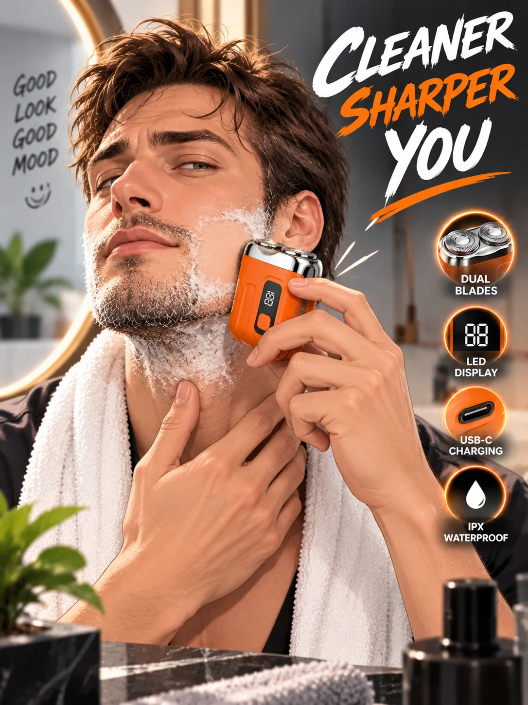 男性用ポータブルミニ電動シェーバー、充電式小型シェーバー、usb接続で使えるメンズ用ひげトリマー。