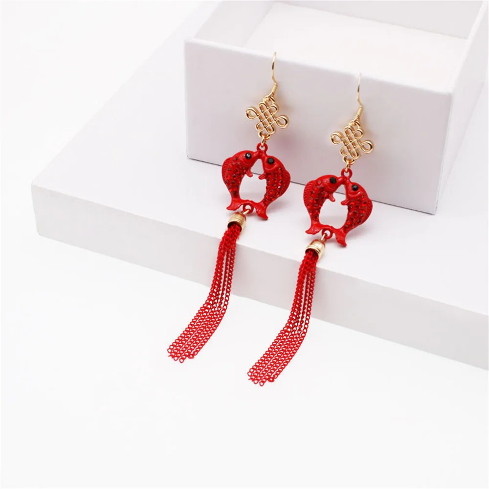 1~4PAIRS Lantern Tide Earrings Fashion And Beautiful Warm New Year Earrings Decorations Drop Earrings Strong Sense Of Decoration