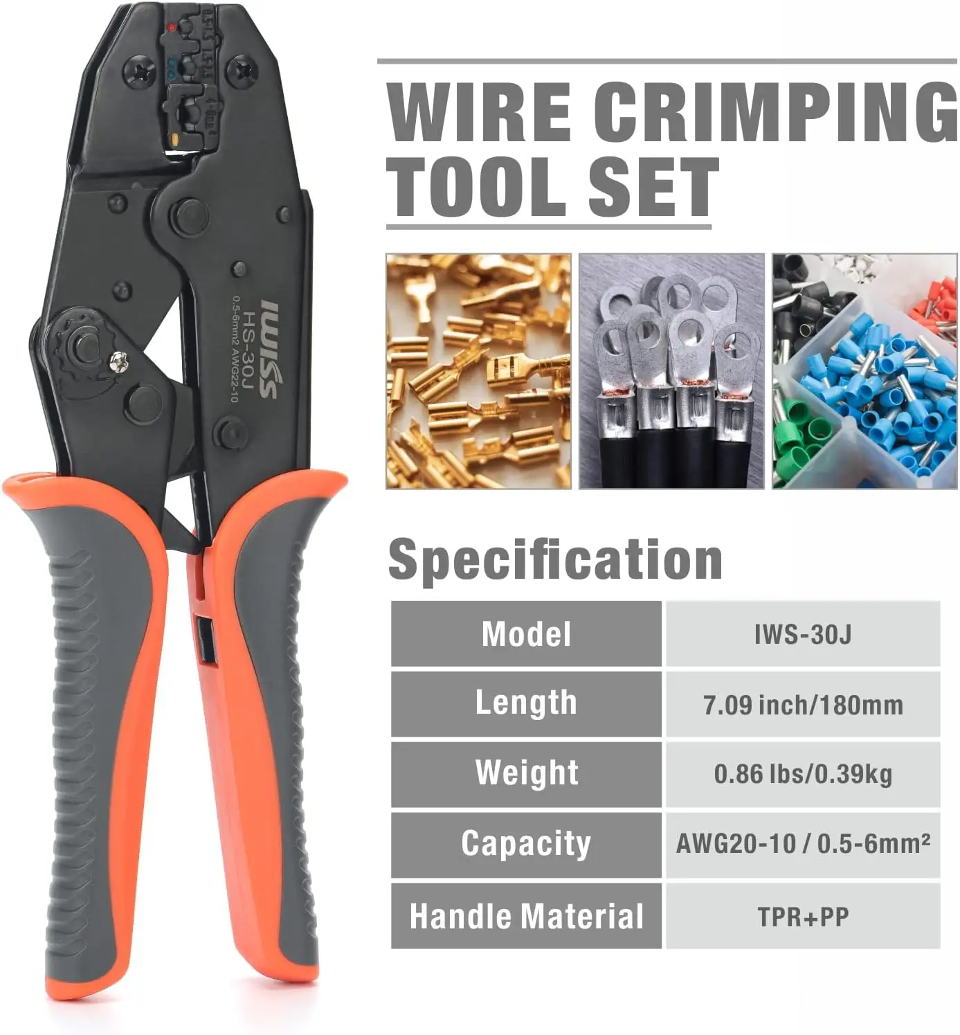 Wire Crimping Tool Set with Stripper, Ratcheting Crimper and 5 Dies for Insulated/Non-insulated Connectors