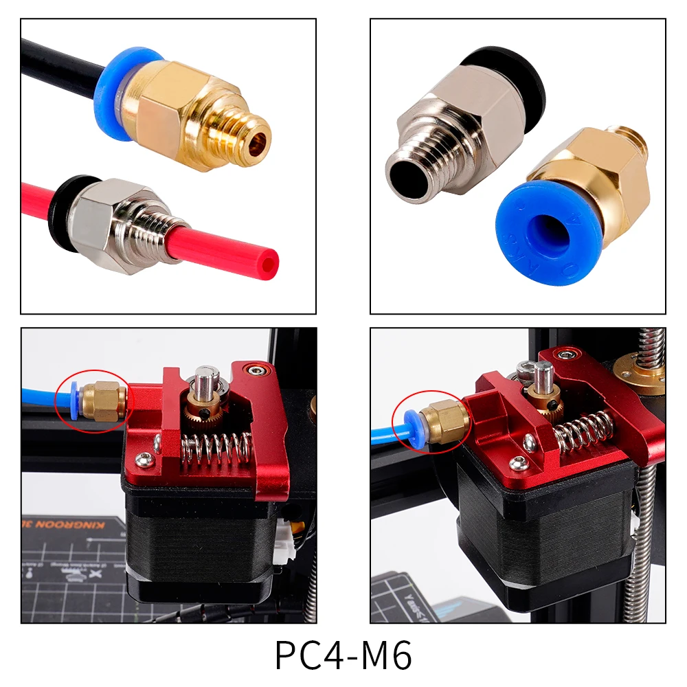 10pcs Pneumatic Connectors For 3D Printers Parts bowden Quick Jointer coupler 1.75/3mm Pipe pc4 m6 m10 fittings PTFE Tube 2/4mm